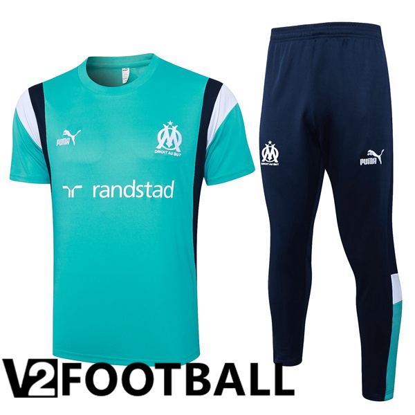 Marseille OM Training T Shirt + Shorts Green 2023/2024