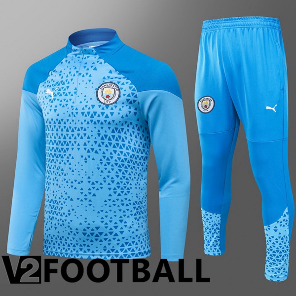 Manchester City Kids Training Tracksuit Suit Blue 2023/2024