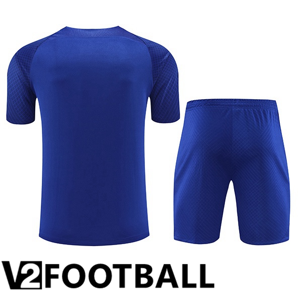 FC Barcelona Training T Shirt + Shorts Blue Royal 2023/2024