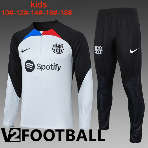 FC Barcelona Kids Training Tracksuit Suit White Black 2023/2024