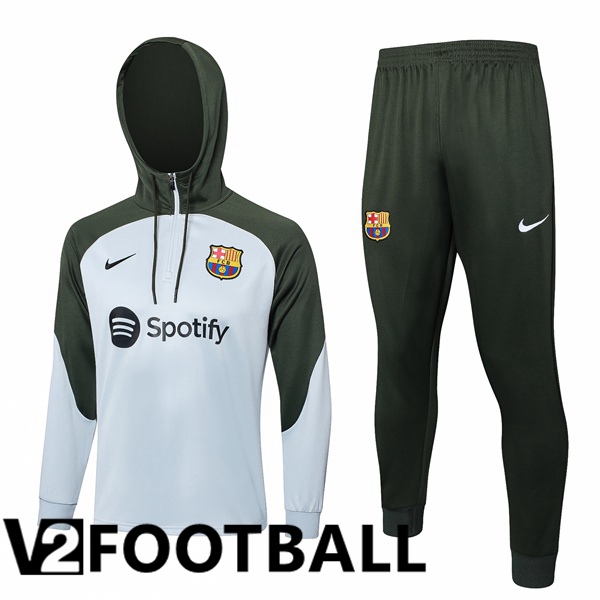 FC Barcelona Training Tracksuit Hoodie White Green 2023/2024