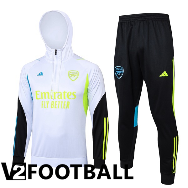 Arsenal Training Tracksuit Sweatshirt Hoodie White 2024/2025