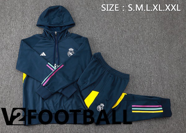 Real Madrid Training Tracksuit Sweatshirt Hoodie Blue Royal 2024/2025