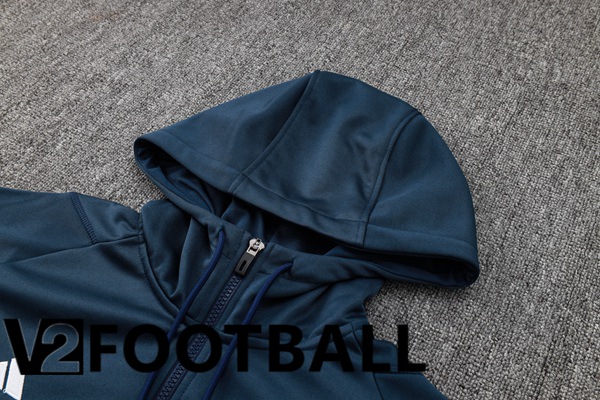Real Madrid Training Tracksuit Sweatshirt Hoodie Blue Royal 2024/2025