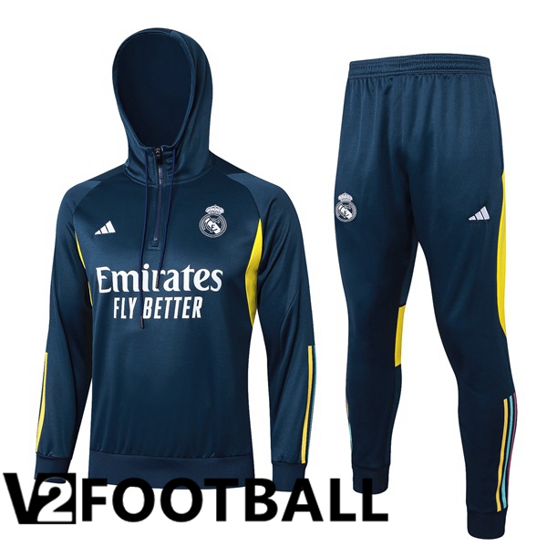 Real Madrid Training Tracksuit Sweatshirt Hoodie Blue Royal 2024/2025