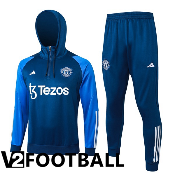 Manchester United Training Tracksuit Sweatshirt Hoodie Blue 2024/2025