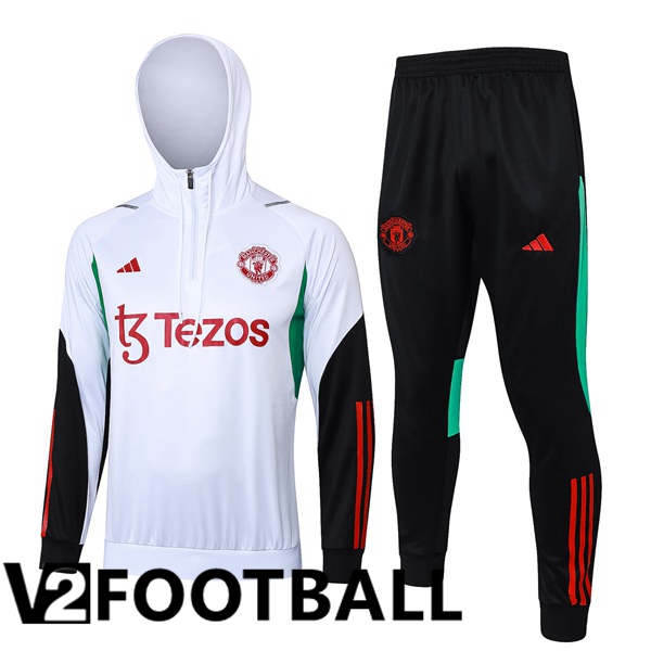 Manchester United Training Tracksuit Sweatshirt Hoodie White 2024/2025