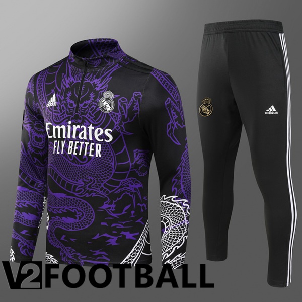 Real Madrid Training Tracksuit Suit Kids Purple 2024/2025