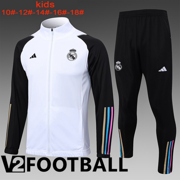 Real Madrid Training Jacket Suit Kids White 2024/2025