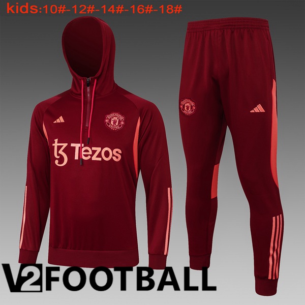 Manchester United Training Tracksuit Hoodie Kids Red 2024/2025