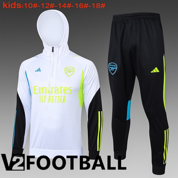 Arsenal Training Tracksuit Hoodie Kids White 2024/2025