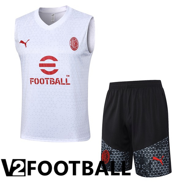 AC Milan Soccer Vest + Shorts White 2024/2025