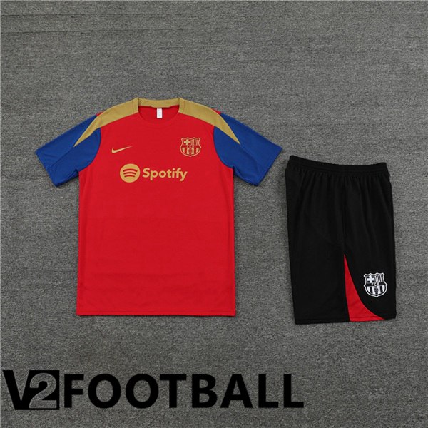 FC Barcelona Training T Shirt + Shorts Red 2024/2025