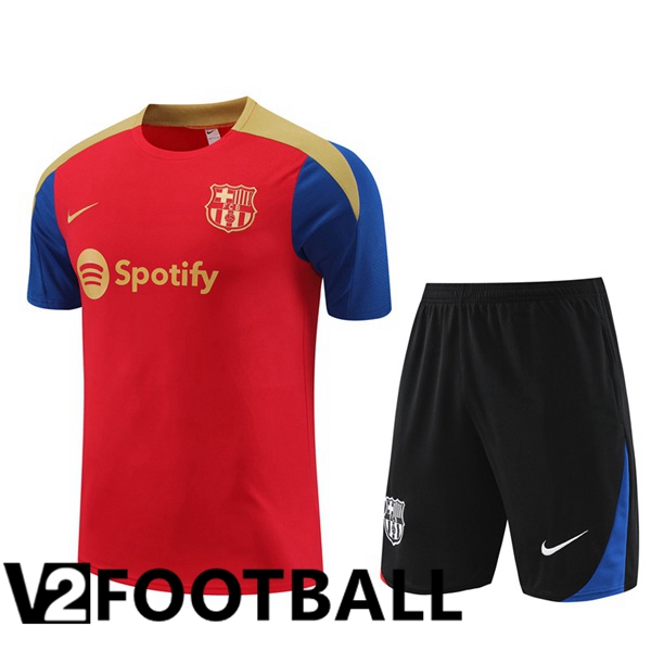 FC Barcelona Training T Shirt + Shorts Red 2024/2025