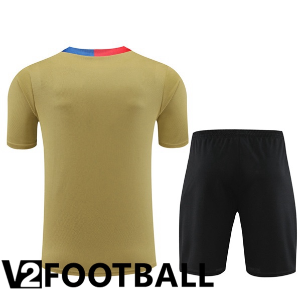 FC Barcelona Training T Shirt + Shorts Yellow 2024/2025