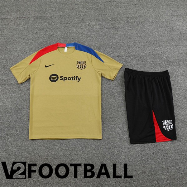 FC Barcelona Training T Shirt + Shorts Yellow 2024/2025