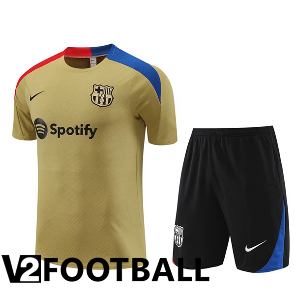 FC Barcelona Training T Shirt + Shorts Yellow 2024/2025