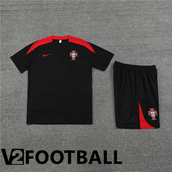 Portugal Training T Shirt + Shorts Black 2024/2025