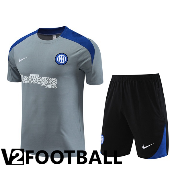 Inter Milan Training T Shirt + Shorts Grey 2024/2025