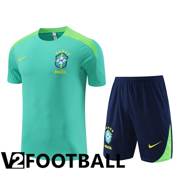 Brazil Training T Shirt + Shorts Green 2024/2025