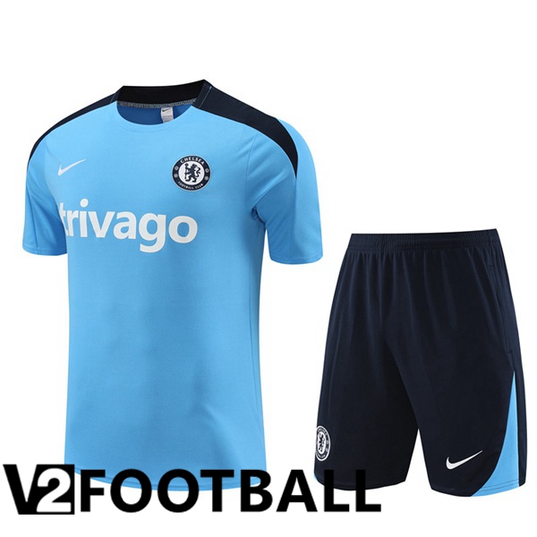 FC Chelsea Training T Shirt + Shorts Blue 2024/2025