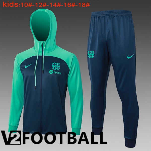 FC Barcelona Training Tracksuit Hoodie Kids Green Blue Royal 2024/2025