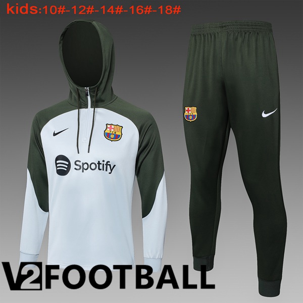 FC Barcelona Training Tracksuit Hoodie Kids Green White 2024/2025