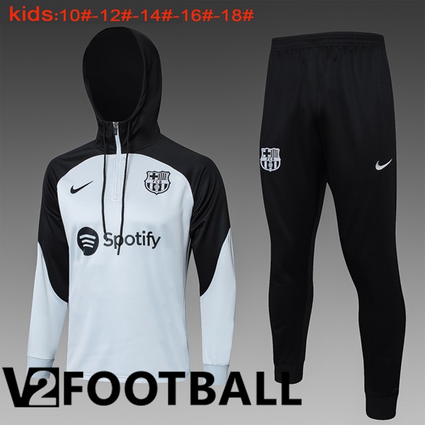 FC Barcelona Training Tracksuit Hoodie Kids Black White 2024/2025