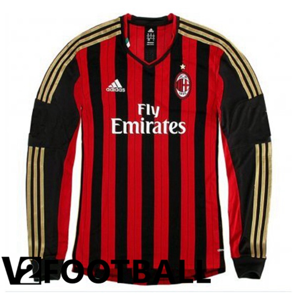 AC Milan Retro Football Shirt Home Long sleeve Red 2013-2014