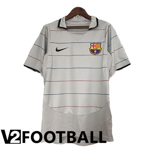 FC Barcelona Retro Football Shirt Away Grey 2003-2004