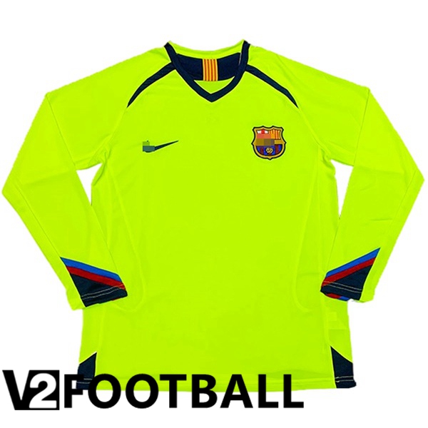 FC Barcelona Retro Football Shirt Away Long sleeve Green 2005-2006