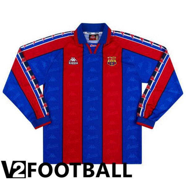 FC Barcelona Retro Football Shirt Home Long sleeve Red Blue 1996-1997
