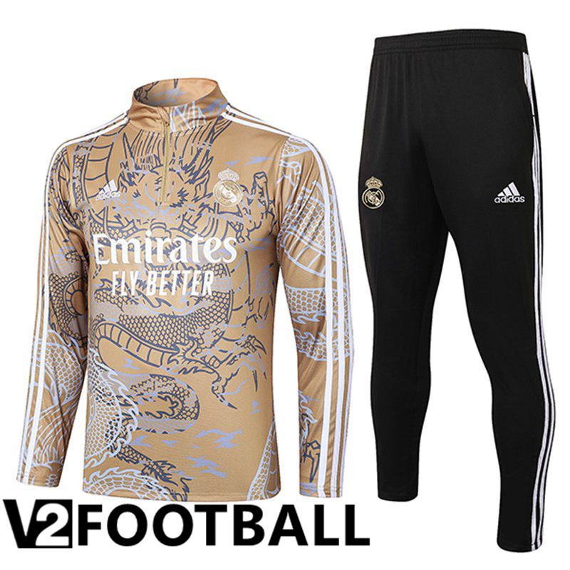Real Madrid Training Tracksuit Suit Brown/Grey/White 2023/2024