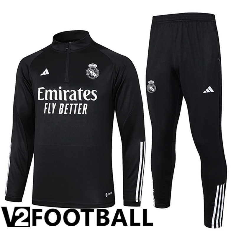 Real Madrid Training Tracksuit Suit Black/White 2023/2024