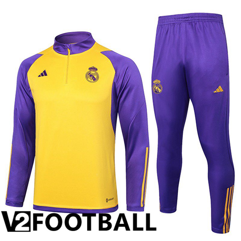 Real Madrid Training Tracksuit Suit Purple/Yellow 2024/2025