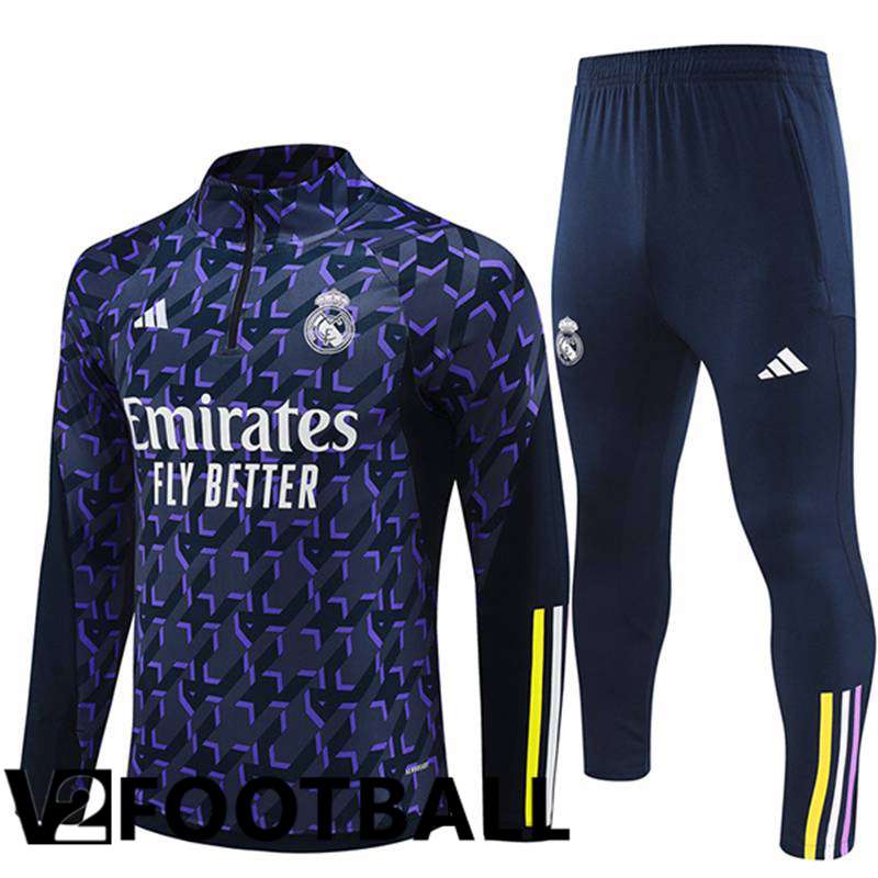 Real Madrid Training Tracksuit Suit Purple/Black 2024/2025