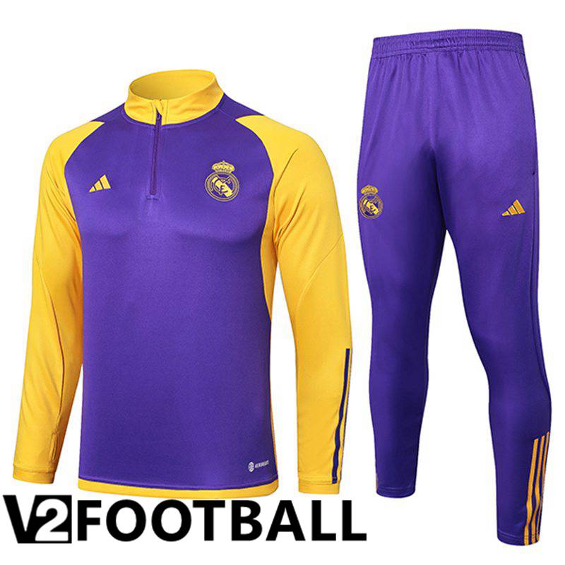 Real Madrid Training Tracksuit Suit Purple/Yellow 2024/2025