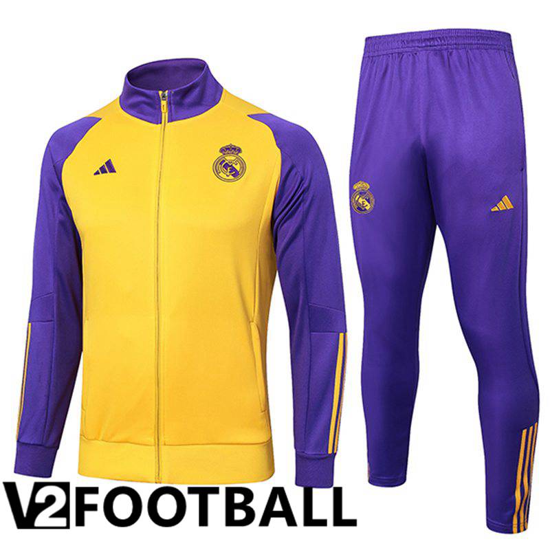 Real Madrid Training Jacket Suit Yellow/Purple 2024/2025