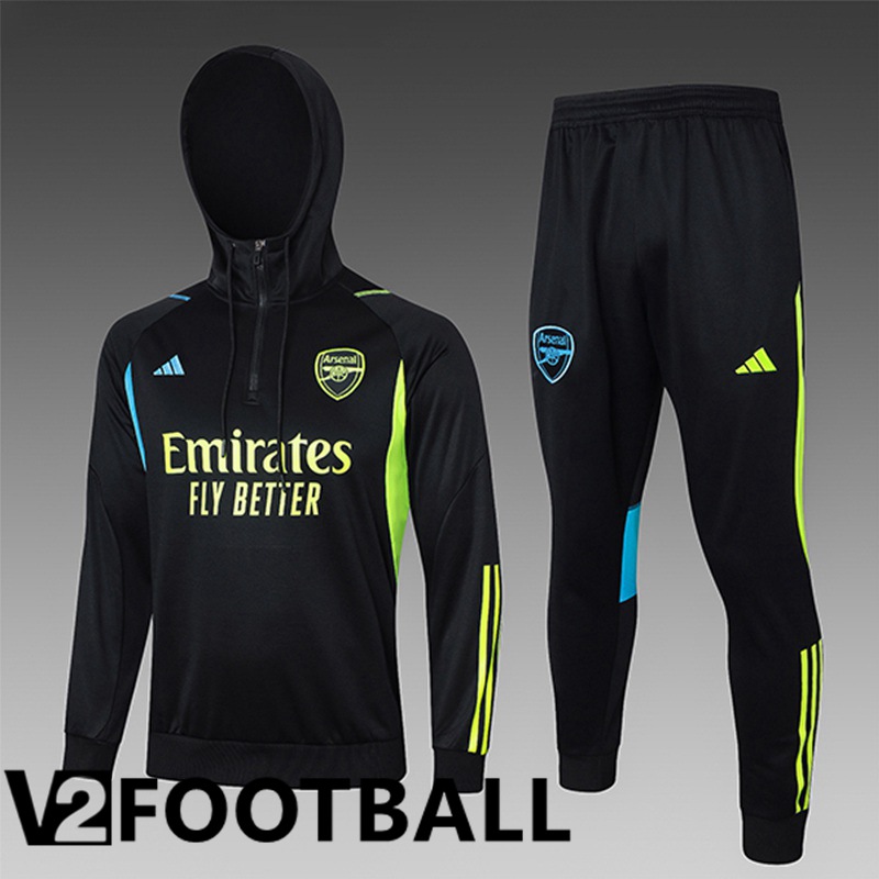 Arsenal Kids Training Tracksuit Hoodie Black/Green/Blue 2023/2024