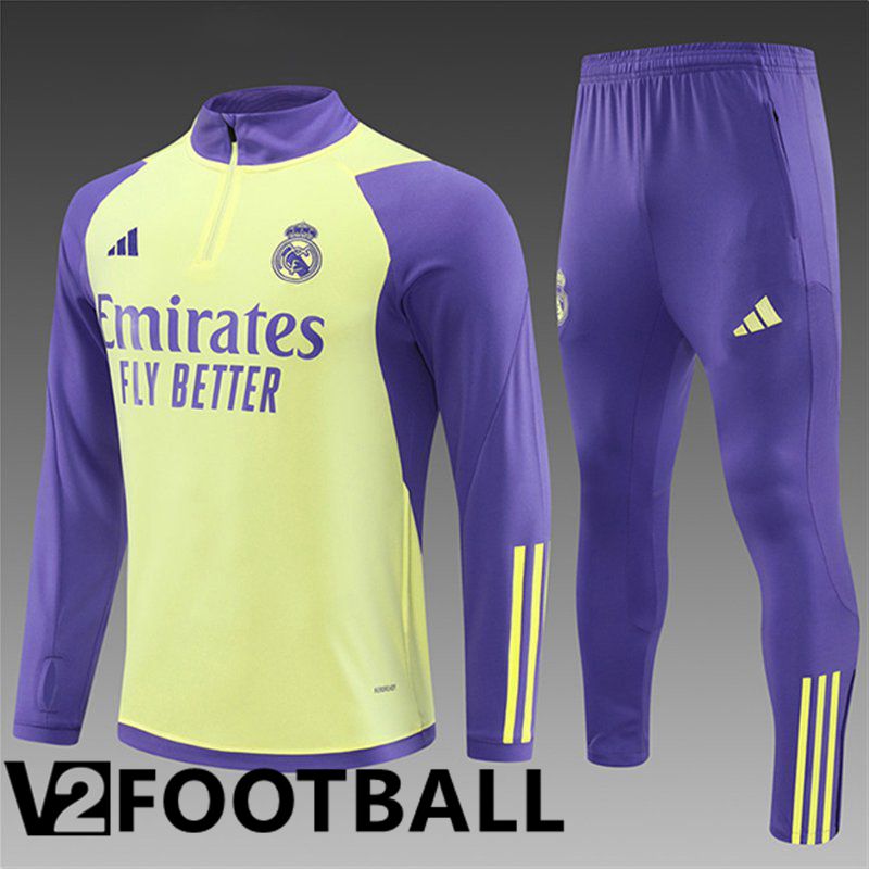 Real Madrid Kids Training Tracksuit Suit Yellow/Purple 2024/2025