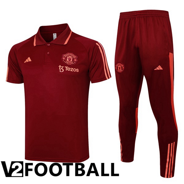 Manchester United Soccer Polo + Pants Red 2024/2025