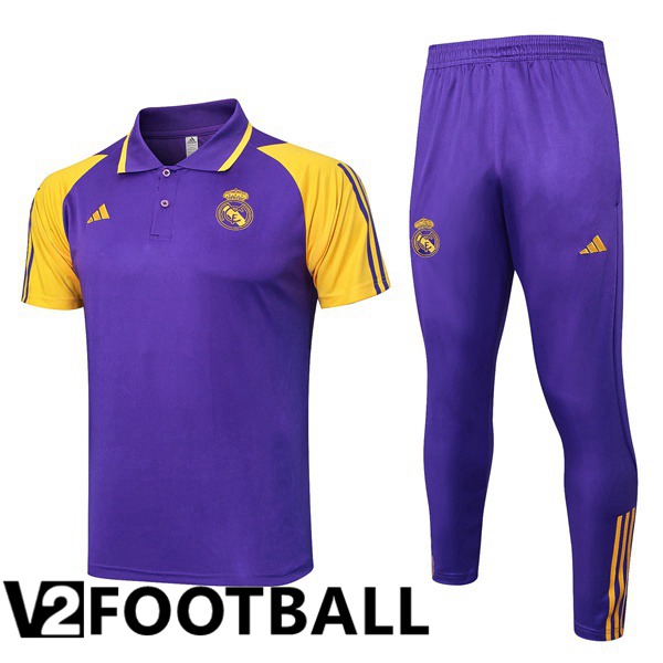 Real Madrid Soccer Polo + Pants Purple 2024/2025