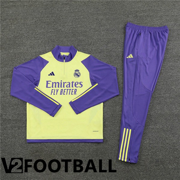 Real Madrid Training Tracksuit Suit Yellow Purple 2024/2025