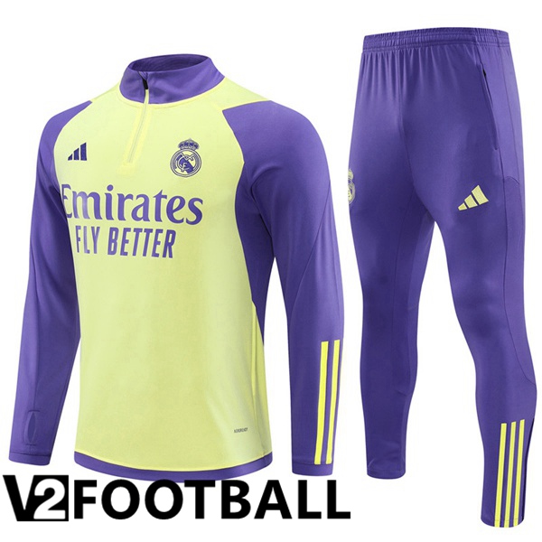 Real Madrid Training Tracksuit Suit Yellow Purple 2024/2025