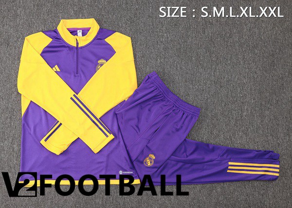 Real Madrid Training Tracksuit Suit Purple Yellow 2024/2025