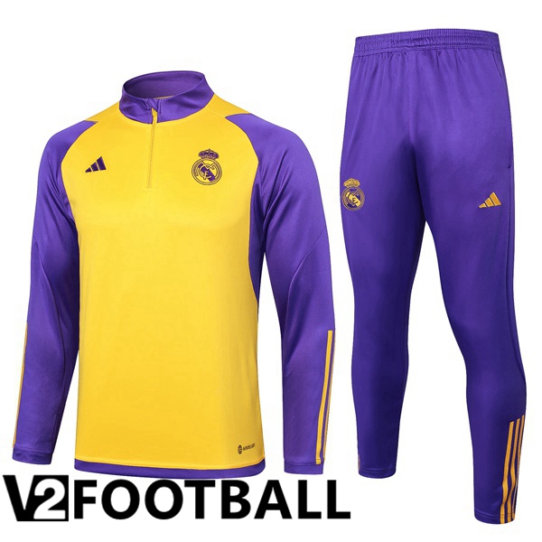 Real Madrid Training Tracksuit Suit Yellow Purple 2024/2025