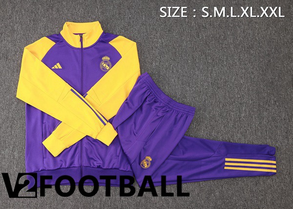 Real Madrid Training Jacket Suit Purple Yellow 2024/2025