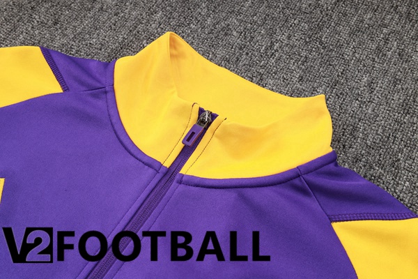 Real Madrid Training Jacket Suit Purple Yellow 2024/2025