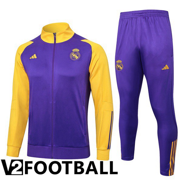 Real Madrid Training Jacket Suit Purple Yellow 2024/2025