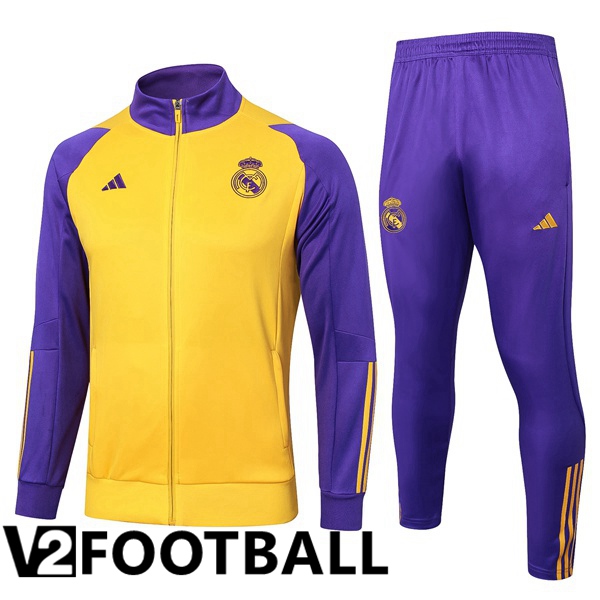 Real Madrid Training Jacket Suit Yellow Purple 2024/2025